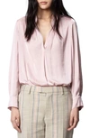 Zadig & Voltaire Pleated V-neck Top In Crepuscule