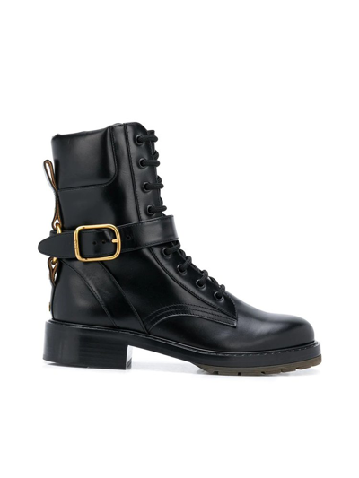Chloé Diane Leather Ankle Boots In Black