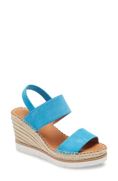 bright blue wedge sandals