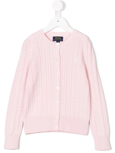 Polo Ralph Lauren Kids' Cable Knit Cardigan In Pink