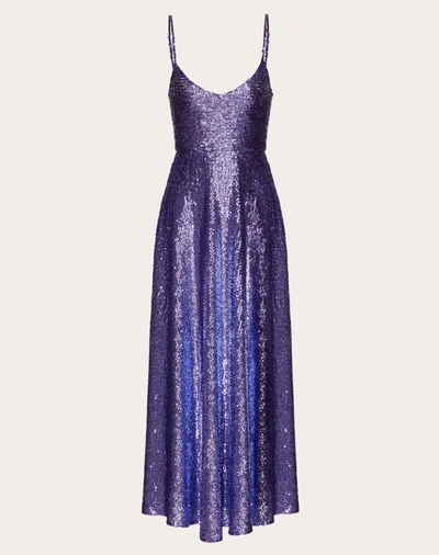 Valentino Embroidered Chiffon Dress In Purple