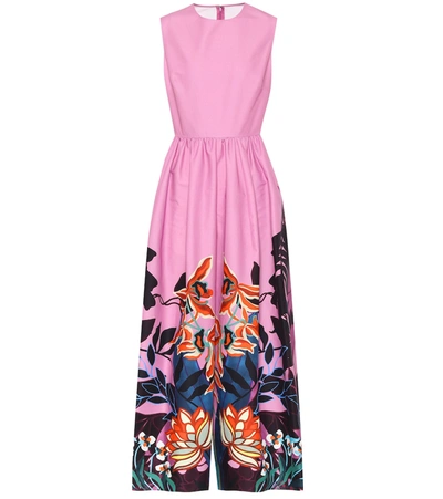 Valentino Printed Cotton Wide-leg Jumpsuit In Pink