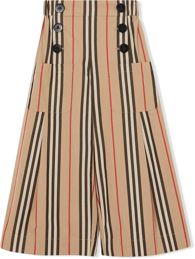 Burberry Icon Stripe Cotton Sailor Trousers In Neutrals