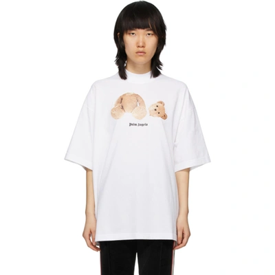 Palm Angels Bear Over T-shirt In White Cotton