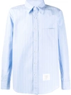 Thom Browne Striped Poplin Shirt In Blue