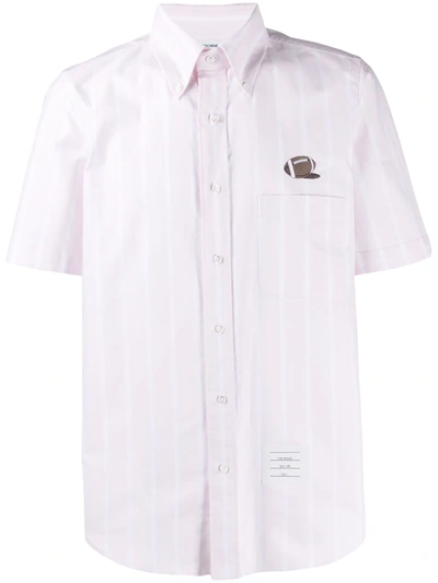 Thom Browne Ball Embroidery Banker Stripe Oxford Shirt In Pink