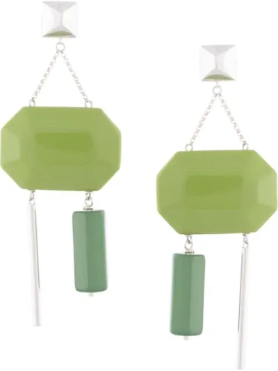 Ralph Lauren Geometric Drop Earrings In Green