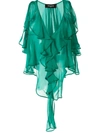 Dsquared2 Ruffled Chiffon Blouse In Green