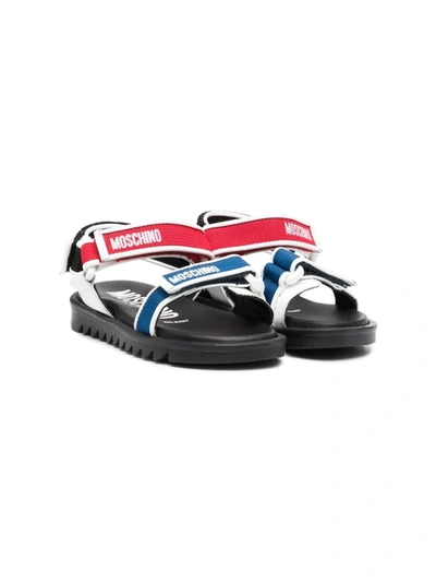 Moschino Teen Logo Touch-strap Sandals In Blue