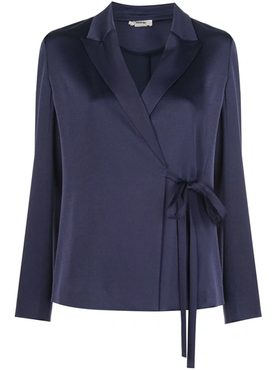 Jason Wu Satin Belted Blazer In Blue