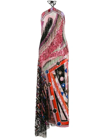 Pucci Fringed Vivara Long Dress In Pink