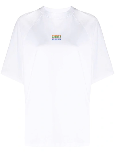 Msgm Rainbow Logo T-shirt In White