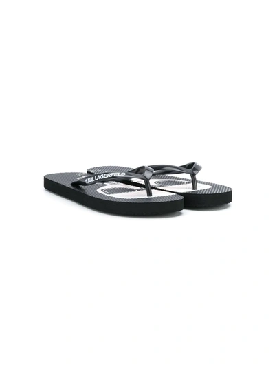 Karl Lagerfeld Kids' Ikonik Flip Flop Sandals In Black