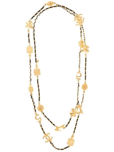 Pre-owned Chanel 1995 Icons Double-strand Necklace In Gold
