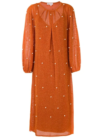 Nk Pearl-embellished Lurex Dress In Orange