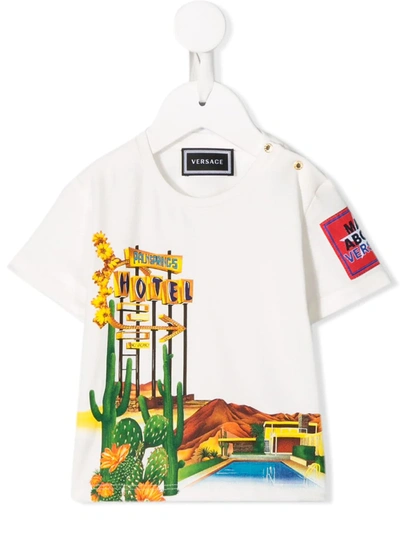 Young Versace Babies' Graphic Print T-shirt In White
