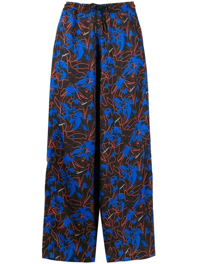 Marcelo Burlon County Of Milan Hawaii Straight-leg Trousers In Black