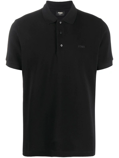 Fendi Logo-detail Polo Shirt In Black