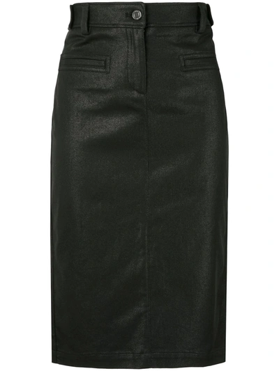 Tom Ford Coated Biker Pencil Skirt In Black