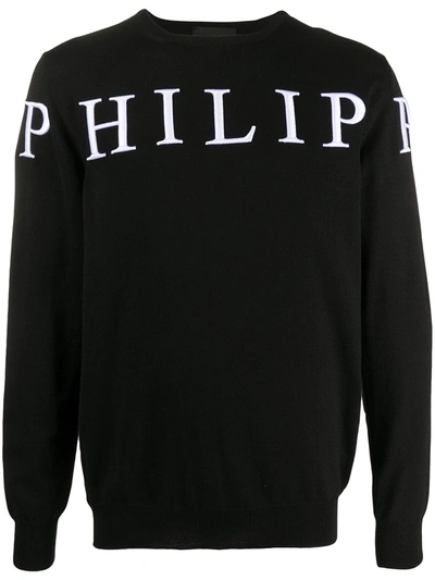 Philipp Plein Tm Logo Intarsia Jumper In Black