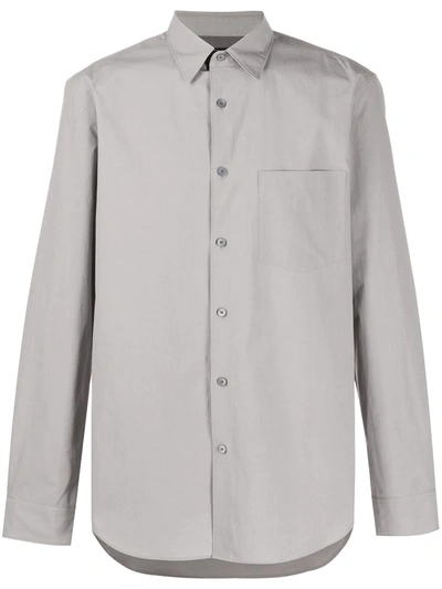 Theory Noll Cotton Shirt In Grey