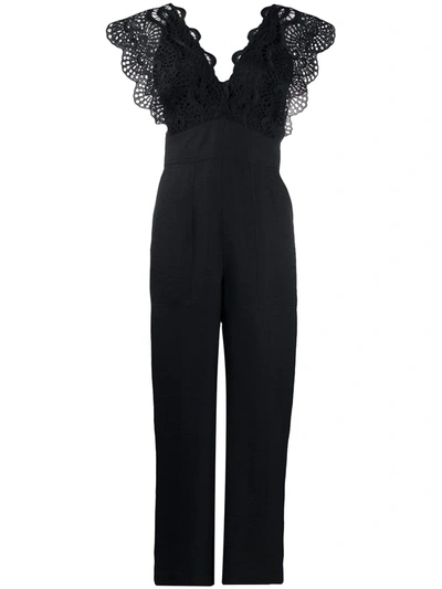 Sandro Sleeveless Linen Jumpsuit In Black