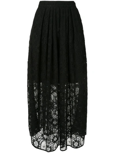 Msgm High-waisted Lace Midi-skirt In Black