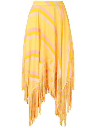 Msgm High-waisted Fringed Skirt In Yellow