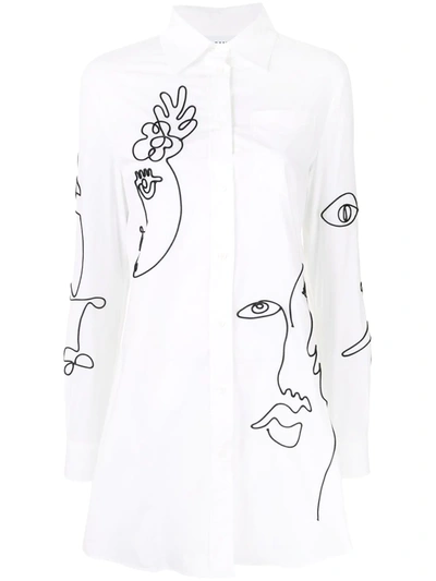 Moschino Cornely Embroidered Shirt Dress In White