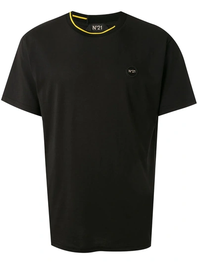 N°21 Half Stripe Collar T-shirt In Black