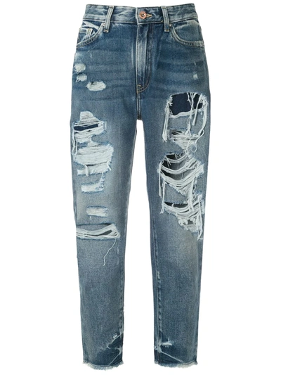 Armani Exchange Ripped Detail Jeans In Blue