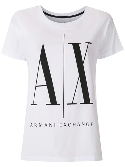Armani Exchange Cotton Jersey Tshirt With Big Logo In White
