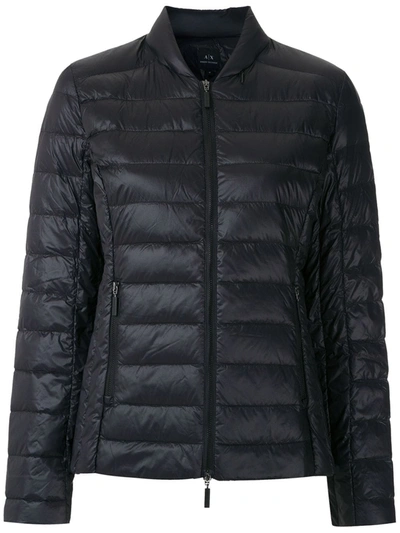 Armani Exchange Zipped Padded Jacket In Black