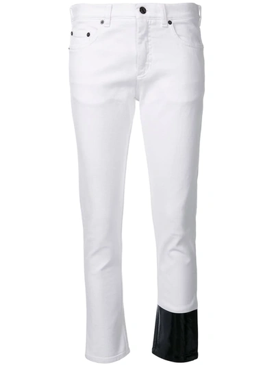N°21 Patch Detail Cropped Jeans In White