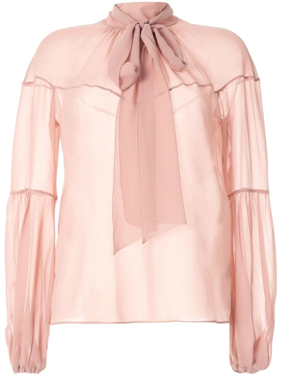 N°21 Sheer Pussy-bow Blouse In Pink