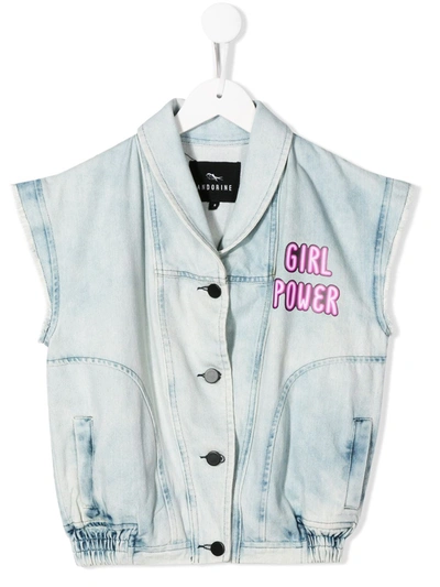 Andorine Kids' Girl Power Denim Waistcoat In Blue