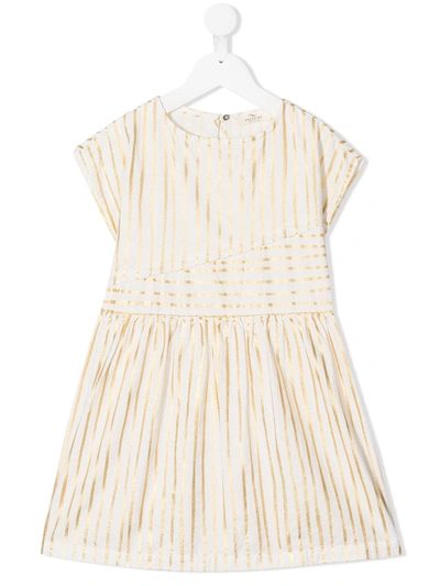 Andorine Kids' Striped Cotton Midi Dress In White