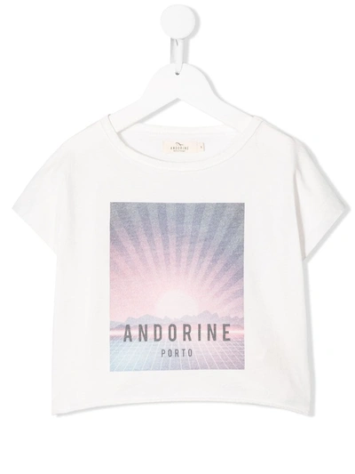 Andorine Kids' Graphic-print Cotton T-shirt In White