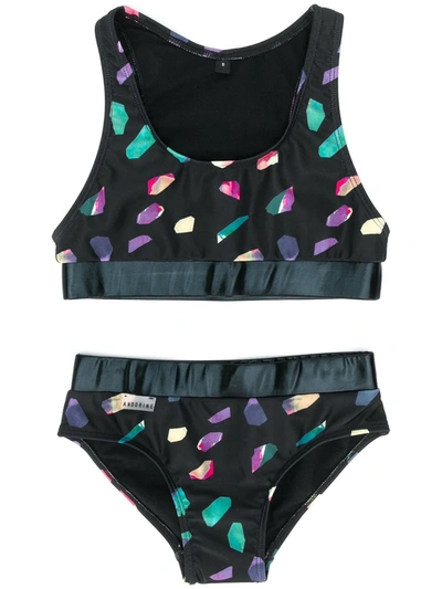 Andorine Kids' Gem Print Bikini Set In Black