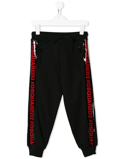 Dsquared2 Teen Hashtag Logo Track Trousers In Black