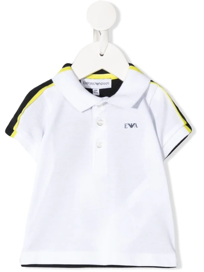 Emporio Armani Babies' Contrast Short-sleeved Polo Shirt In White