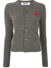 Comme Des Garçons Play Heart Logo Wool Cardigan In Grey