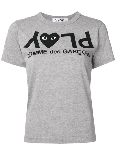 Comme Des Garçons Play Upside-down Logo T-shirt In Grey