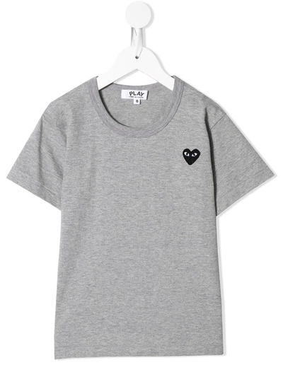 Comme Des Garçons Play Kids' Chest Logo T-shirt In Grey