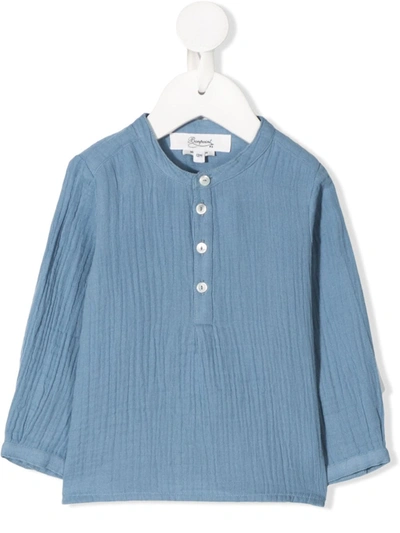 Bonpoint Babies' Band Collar Crinkle Shirt In Blue