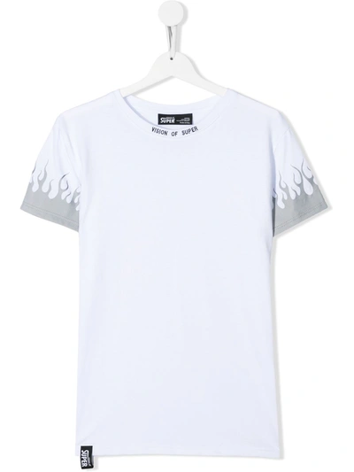Vision Of Super Teen Flame Print T-shirt In White