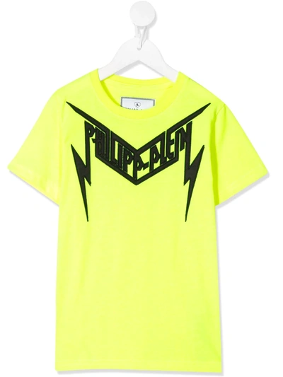 Philipp Plein Kids' Embroidered Logo T-shirt In Yellow
