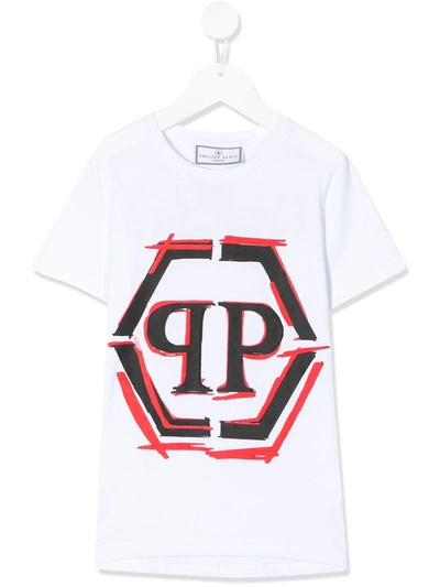Philipp Plein Kids' Logo Print T-shirt In White