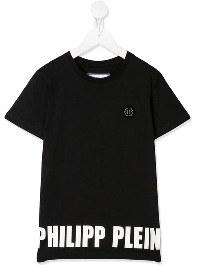 Philipp Plein Kids' Logo Print T-shirt In Black