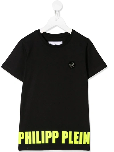 Philipp Plein Kids' Logo Print T-shirt In Black